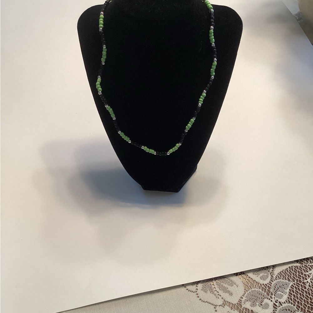 Green and Black Beaded Necklace